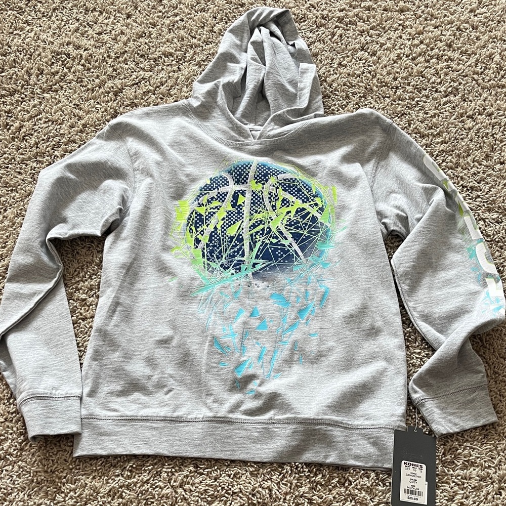 Tek Gear Gray and Blue Graphic Hoodie